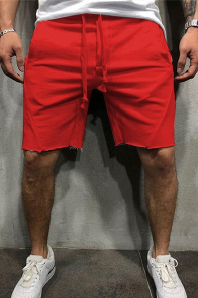 Leisure Men's Shorts Plain Pocket Decorated Drawstring Mid-Rise Relaxed Shorts