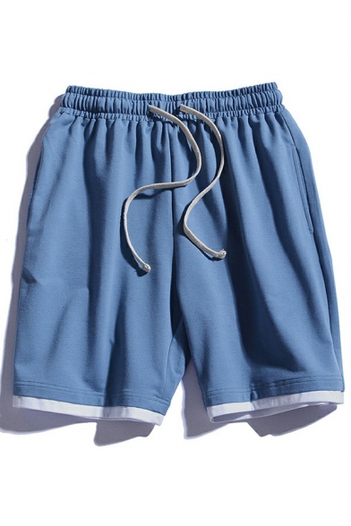 Simple Shorts Drawstring Pure Color Pocket Detail Mid Rise Loose Sport Shorts for Men