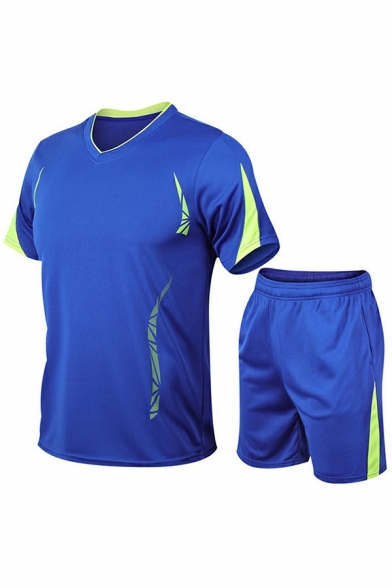 Sportive Guys Co-ords Colour Block Print Short Sleeve T-Shirt & Loose Shorts Set