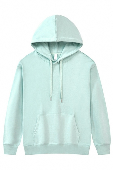 Trendy Drawstring Hoodie Kangaroo Pocket Long-sleeved Loose Hooded Sweatshirt for Men