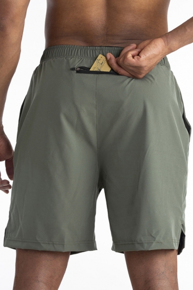Men Simple Shorts Plain Drawstring Waist Pocket Detail Regular Fit Knee Length Layer Shorts