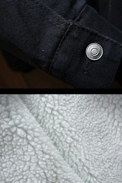 Modern Denim Jacket Bleach Plain Long Sleeves Spread Collar Flap Pockets Button up Fit Jacket for Men