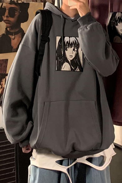 Popular Hoodie Anime Patterned Pouch Pocket Drawstring Long Sleeve Loose Hoodie for Boys