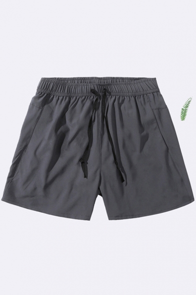 Unique Jogging Shorts Pure Color Mid Rise Mini Length Slim Shorts for Men