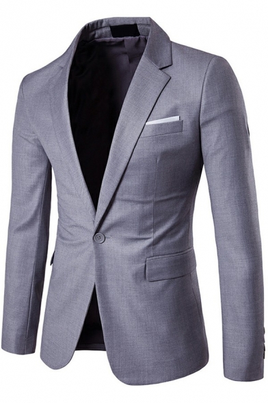 Elegant Mens Suit Jacket Single Button Flap Pocket Lapel Collar Slim Fitted Suit Jacket