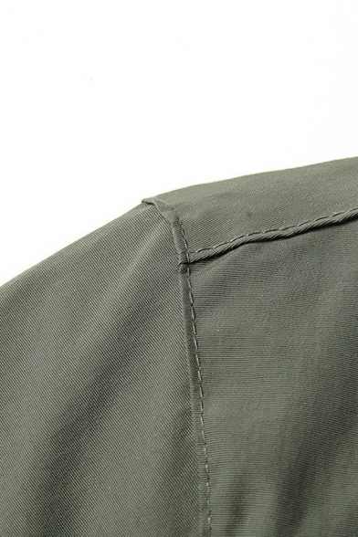 Popular Jacket Pure Color Pocket Detail Drawstring Zip-Fly Long-Sleeved Fit Hooded Jacket for Men