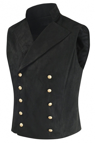 Popular Suit Vest Double Breasted Solid Color Lapel Collar Skinny Fit Suit Vest for Men