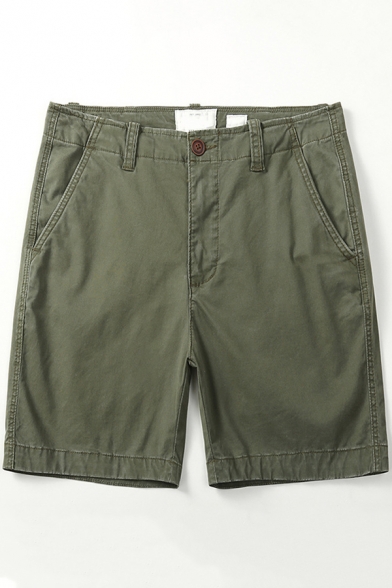 Men's Popular Lounge Shorts Solid Color Zipper Closure Pocket Detail Slim Shorts