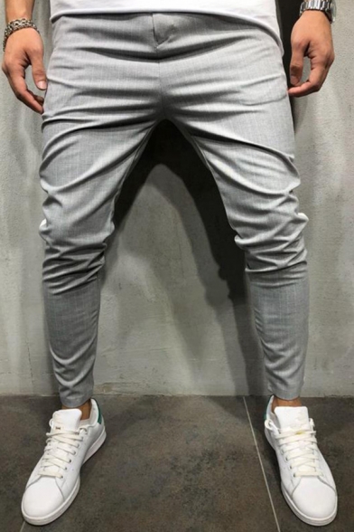 Classic Mens Pants Patchwork Stripe Printed Pocket Detail Zip Up Slim Pants