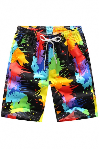 Freestyle Shorts Cartoon Patterned Drawstring Waist Knee-Length Fit Shorts for Men