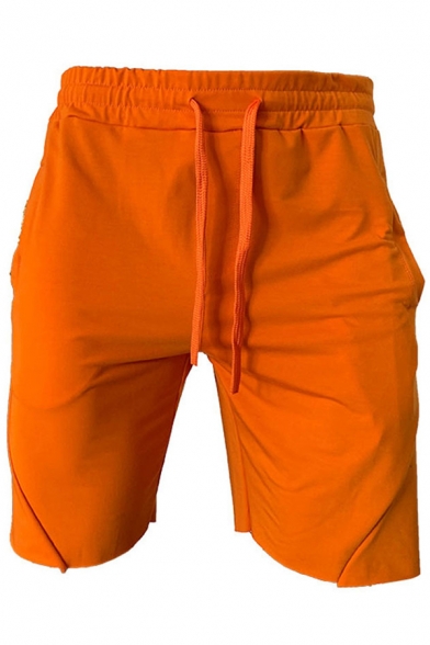 Leisure Men's Shorts Plain Pocket Decorated Drawstring Mid-Rise Relaxed Shorts