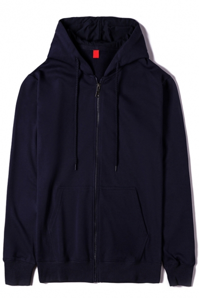 Sporty Hoodie Plain Full Zipper Side Pocket Long Sleeve Regular Fitted Hoodie Jacket Unisex
