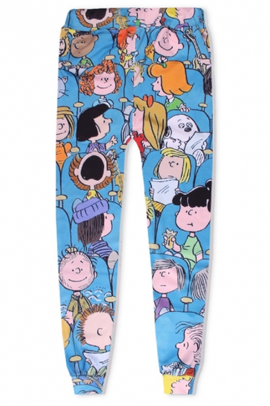 cartoon print two tone sweatpants