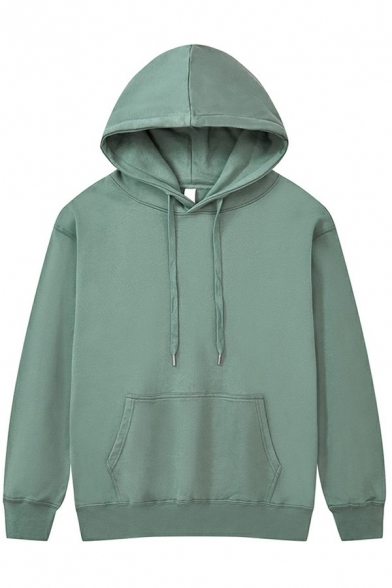 Trendy Drawstring Hoodie Kangaroo Pocket Long-sleeved Loose Hooded Sweatshirt for Men