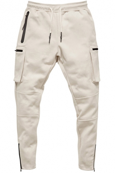 Men Popular Sport Trousers Camo Printed Mid-Rise Flap Pockets Ankle Length Slim Fit Pants