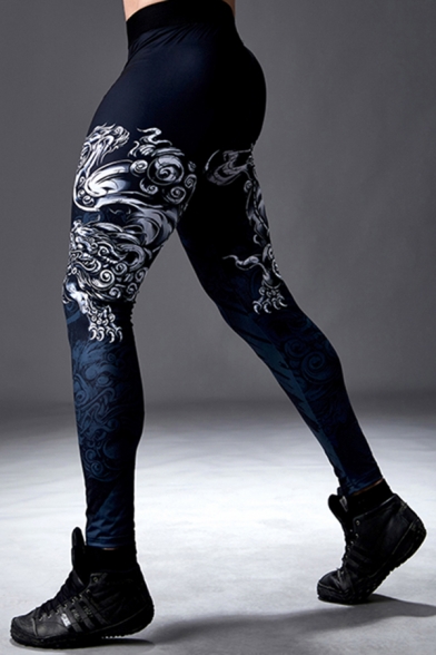 Popular Pants 3D Printed Elastic Waist Mid-Rise Full Length Skinny Pants for Men