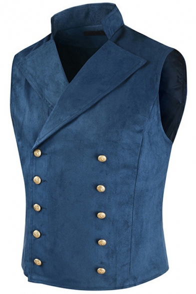 Popular Suit Vest Double Breasted Solid Color Lapel Collar Skinny Fit Suit Vest for Men