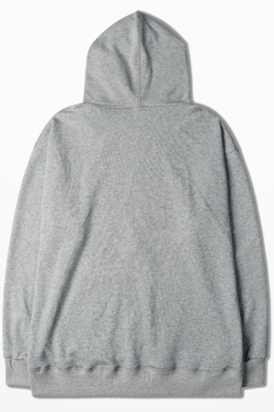 Sporty Hoodie Plain Full Zip Side Pocket Long Sleeves Regular Hoodie for Men