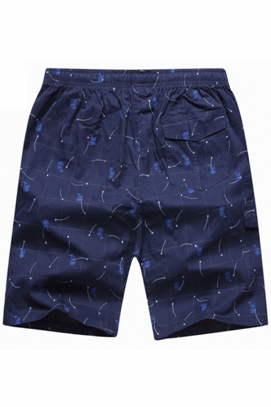 Men's Casual Shorts Plaid Patterned Drawstring Waist Pocket Detail Regular Fit Mini Shorts