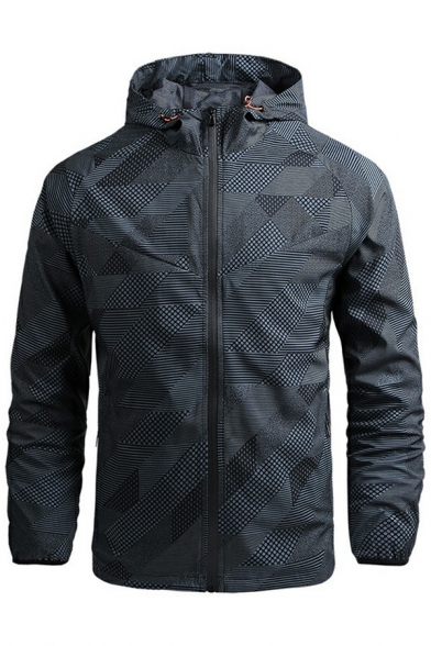 Men Track Jacket Camouflage Hooded Zip Fly Pocket Detailed Oversize Casual Jacket