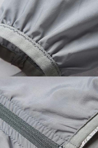 Men Sporty Jacket Pure Color Pocket Detail Long Sleeves Zip Closure Loose Fitted Hooded Jacket