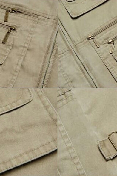 Mens Street Look Vest Plain V-Neck Zipper Fly Front Pocket Relaxed Vest
