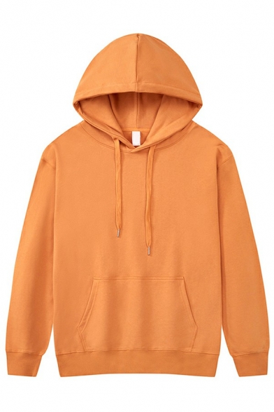Trendy Drawstring Hoodie Kangaroo Pocket Long-sleeved Loose Hooded Sweatshirt for Men