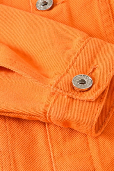 Unique Plain Men's Jacket Turn Down Collar Single-Breasted Flap Pockets Regular Fit Denim Jacket
