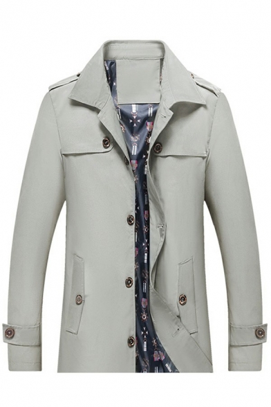 Urban Men's Coat Plain Front Pockets Long Sleeves Lapel Collar Single-Breasted Regular Fit Coat