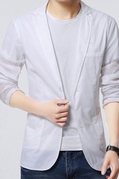 Fashionable Blazers Plain Pocket Detailed Button Closure Long Sleeve Slim Blazers for Men