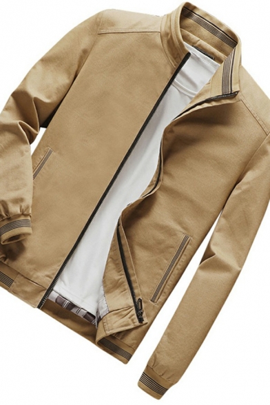 Men Modern Jacket Stripe Print Zip Closure Long Sleeve Regular Baseball Jacket