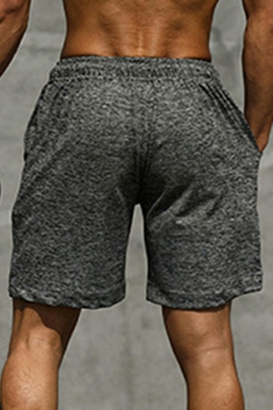 Mens Sporty Shorts Solid Color Drawstring Waist Loose Fit Mini Shorts