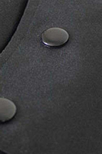 Asymmetric Blazer Coat Plain Button Decorate Pocket Embellish Hooded Long-sleeved Blazer Coat for Men