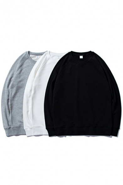 Guy's Modern Sweatshirt Plain Rib-knit Trim Long-sleeved Regular Fit Pullover Sweatshirt