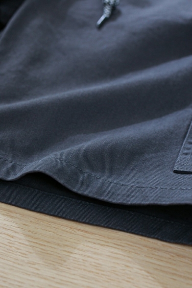Men Basic Shorts Pure Color Elastic Waist Drawstring Pocket Detail Regular Fitted Shorts