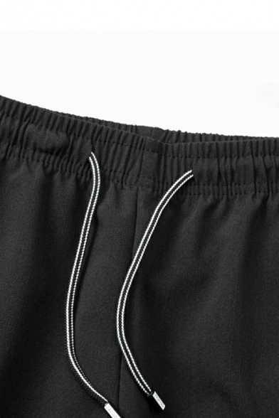 Modern Mens Shorts Color Block Drawstring Elastic Waist Mid Rise Flap Pocket Relaxed Fit Shorts