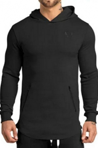 Urban Mens Hoodie False Two Pieces Logo Pattern Long Sleeve Rib Cuffs Long-Sleeved Relaxed Hoody