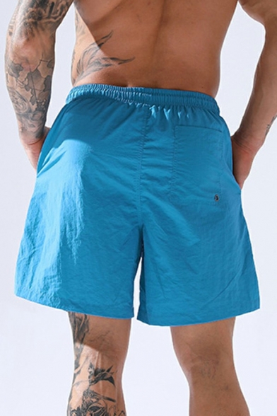 Basic Mens Shorts Plain Mid-Rised Elasticated Waist with Drawstring Straight Fit Shorts
