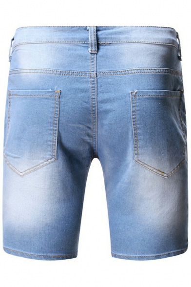 Boys Fancy Jeans Pocket Designed Mid Waist Over the Knee Length Button Fly Jeans