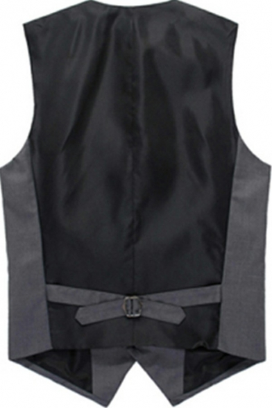 Casual Mens Blazer Vest Solid Color V-neck Single Breasted Relaxed Fit Blazer Vest