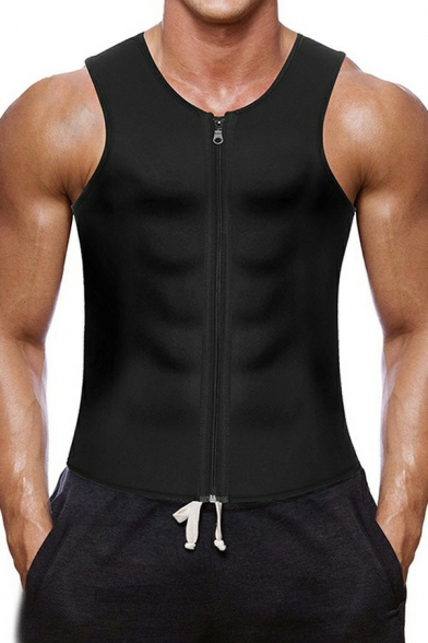 Men's Tank Top Pure Color Crew Neck Sleeveless Skinny Fitted Tank Top