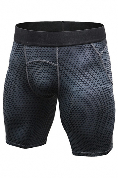 Sporty Mens Shorts 3D Pattern Mid-Rised Elasticated Waist with Drawstring Skinny Shorts