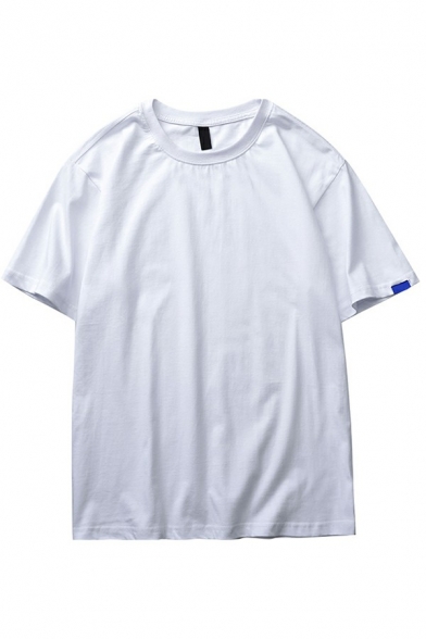 Basic Men's T-Shirt Pure Color Loose Fit Short-Sleeved Round Neck T-Shirt