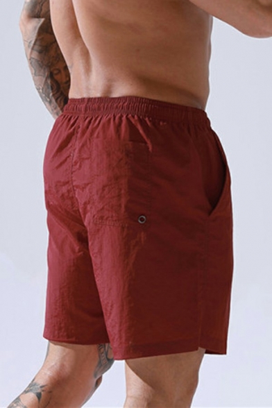 Basic Mens Shorts Plain Mid-Rised Elasticated Waist with Drawstring Straight Fit Shorts