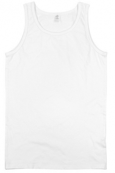 Casual Mens Tank Plain Round Neck Sleeveless Loose Fitted Tank Top for Men