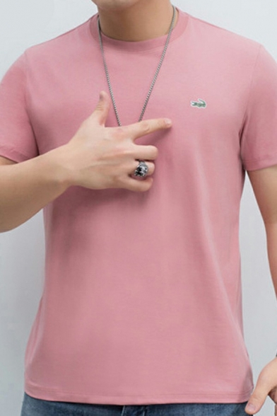 Simple Guys T-Shirt Solid Color Round Neck Short-sleeved Loose T-Shirt