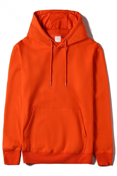 Athletic Boy's Hoodie Solid Drawstring Big Pocket Long Sleeves Regular Fitted Hooded Hoodie
