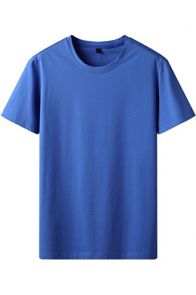 Casual Mens Tee Top Plain Round Neck Short Sleeve Relaxed Fit Tee Top