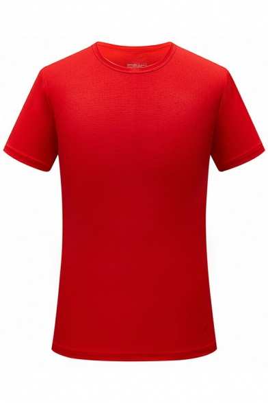 Trendy Tee Top Plain Crew Neck Short Sleeve Loose Fitted Comfortable T-Shirt for Men