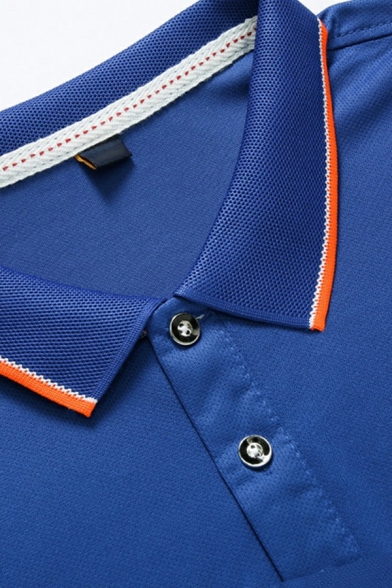 Men Basic Polo Shirt Plain Button Detailed Collar Short-sleeved Regular Fit Polo Shirt